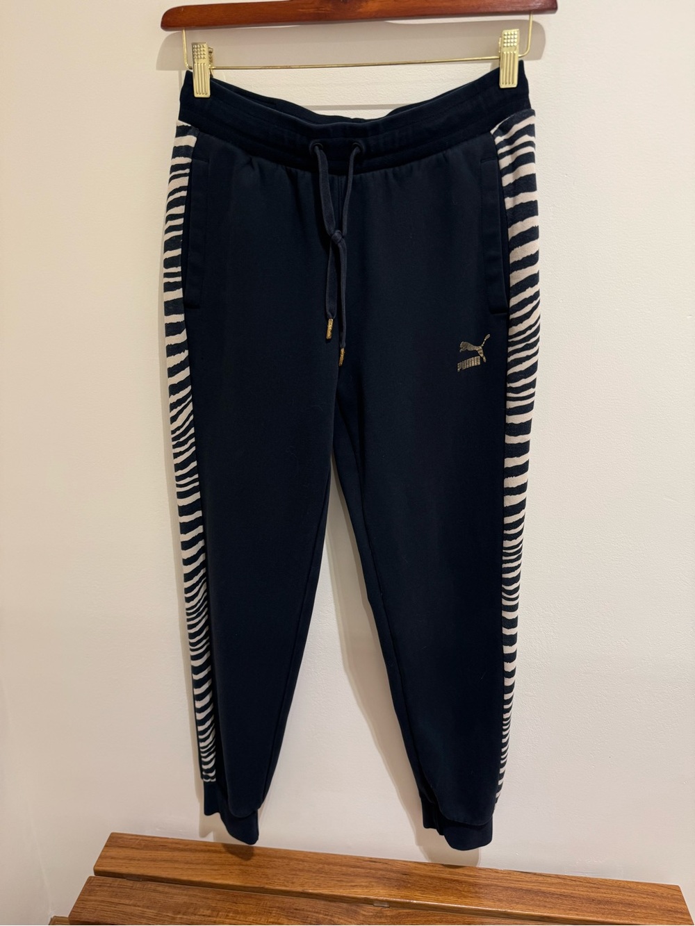 Puma Navy Joggers with Zebra Side Panels